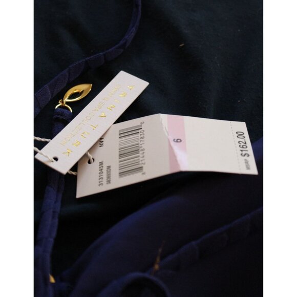 TRINA TURK JOPLIN JACQUARD PETAL CUTOUT PLUNGE SWIMSUIT, NAVY,NWT SIZE 6 - Picture 4 of 5